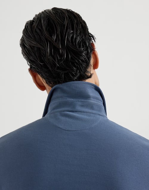 双珠地面料马球衫 天蓝色 男款 - Brunello Cucinelli