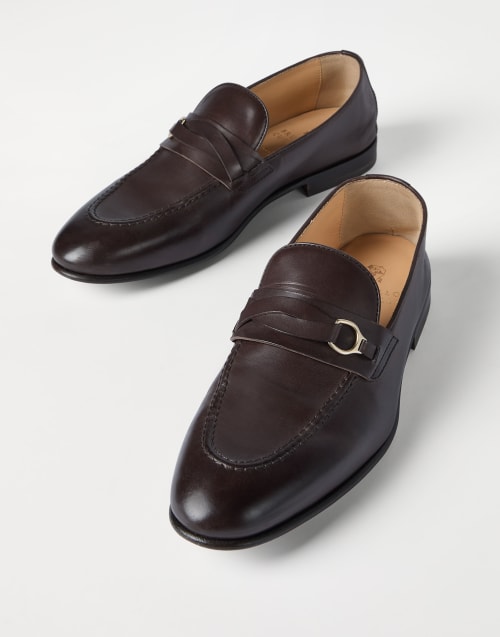 Waxed calfskin loafers Dark Mahogany Man - Brunello Cucinelli