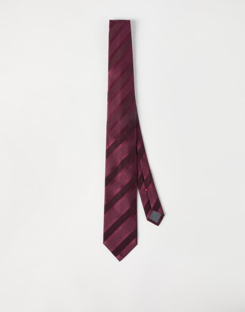 Striped silk necktie Cherry Man - Brunello Cucinelli