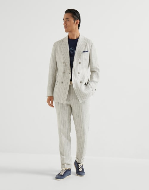 Nubuck and calfskin sneakers Denim Man - Brunello Cucinelli