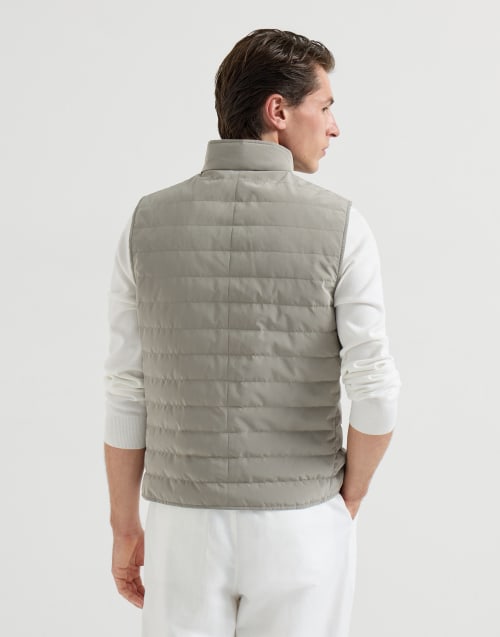 Nylon down vest Khaki Man - Brunello Cucinelli
