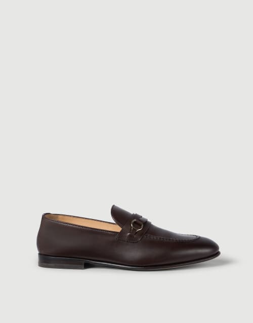 Waxed calfskin loafers Dark Mahogany Man - Brunello Cucinelli