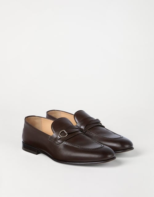Waxed calfskin loafers Dark Mahogany Man - Brunello Cucinelli
