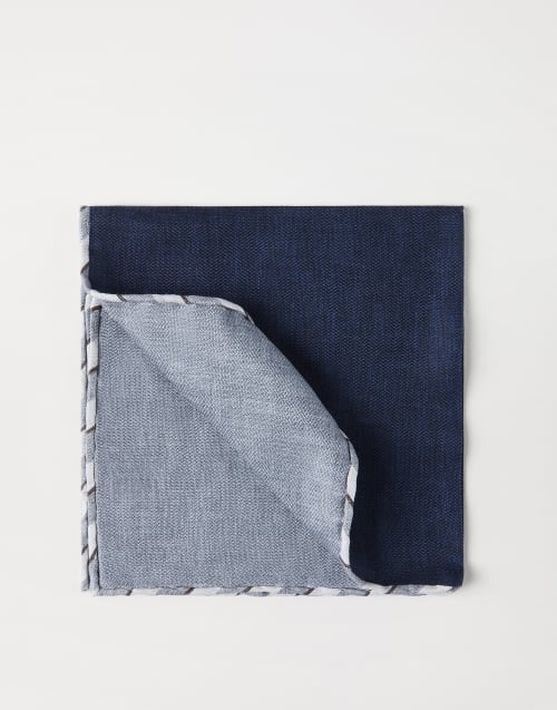 Silk pocket square Navy Blue Man - Brunello Cucinelli