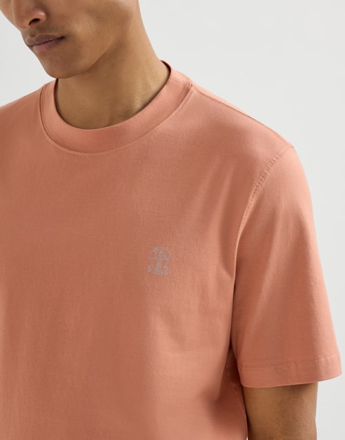 T-shirt in jersey con logo Albicocca Uomo - Brunello Cucinelli