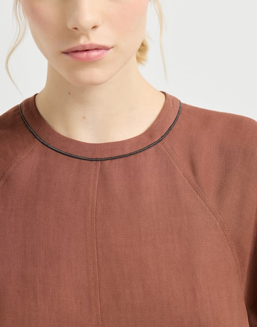 Fluid twill t-shirt dress Firebrick Woman - Brunello Cucinelli