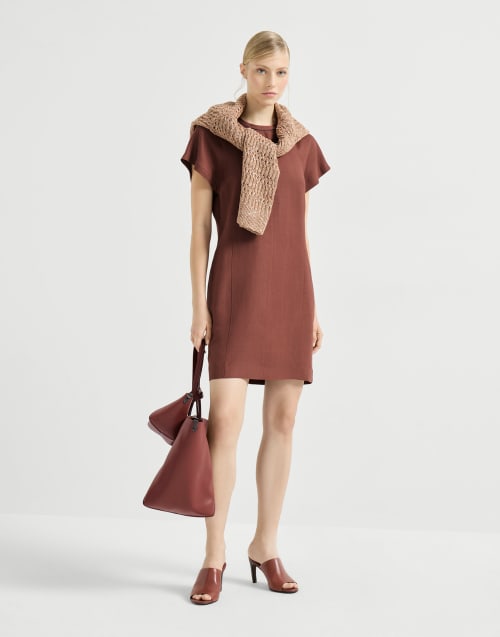 Fluid twill t-shirt dress Firebrick Woman - Brunello Cucinelli