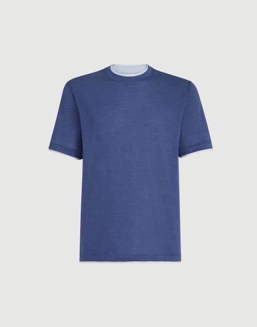 T-shirt with faux-layering Denim Man - Brunello Cucinelli
