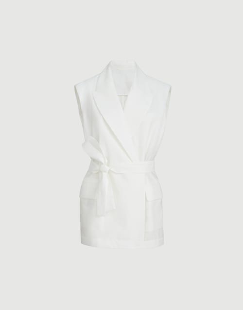 Poplin belted vest White Woman - Brunello Cucinelli