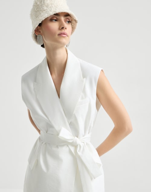 Poplin belted vest White Woman - Brunello Cucinelli
