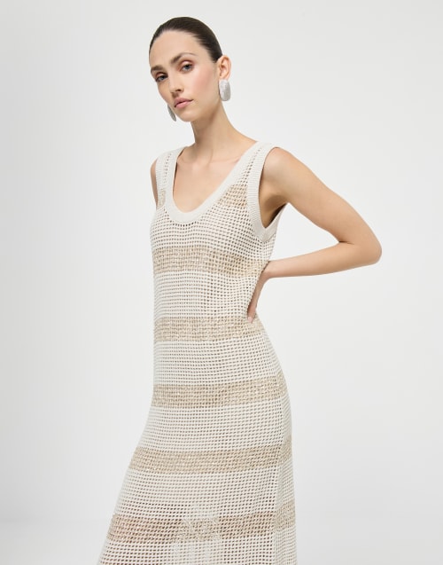 Robe à rayures brillantes Avoine Femme - Brunello Cucinelli