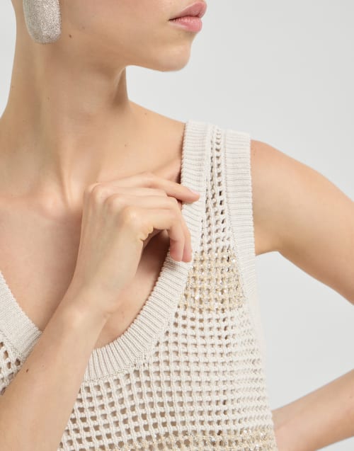 Robe à rayures brillantes Avoine Femme - Brunello Cucinelli