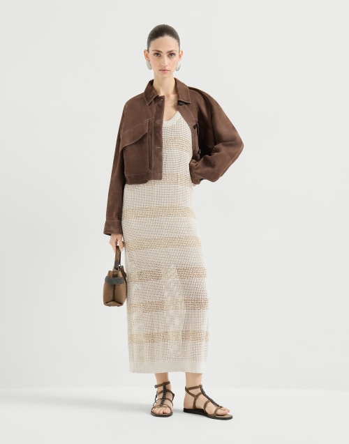 Robe à rayures brillantes Avoine Femme - Brunello Cucinelli