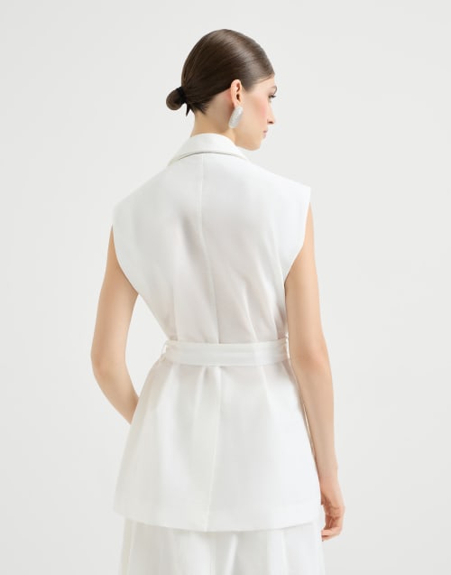 Poplin belted vest White Woman - Brunello Cucinelli