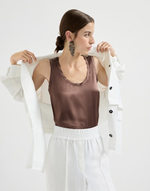 Satin top Brown Woman - Brunello Cucinelli