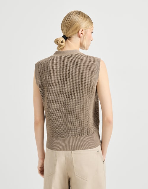 Sparkling cotton cardigan Walnut Woman - Brunello Cucinelli