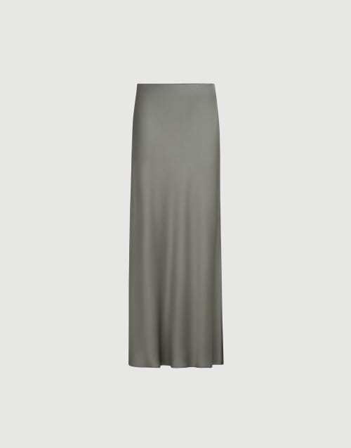 Fluid Bias-Cut skirt Olive Woman - Brunello Cucinelli