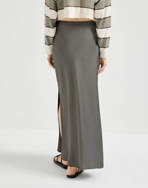 Fluid Bias-Cut skirt Olive Woman - Brunello Cucinelli