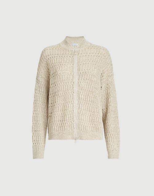 Dazzling braids cardigan Beige Woman - Brunello Cucinelli