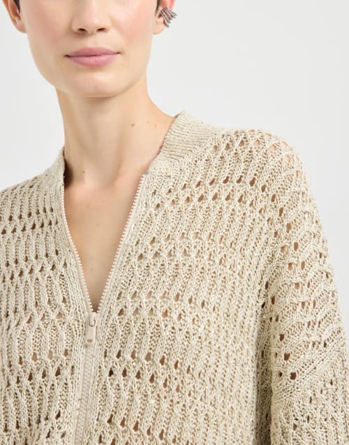 Dazzling braids cardigan Beige Woman - Brunello Cucinelli