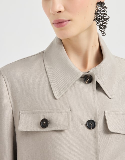 斜棱纹亚麻夹克 米黄 女款 - Brunello Cucinelli