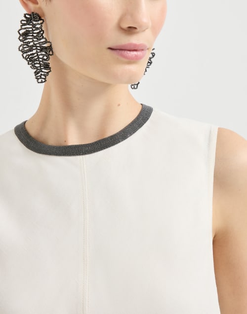 Dress with precious collar Ivory Woman - Brunello Cucinelli