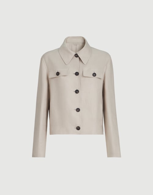 Linen diagonal jacket Beige Woman - Brunello Cucinelli