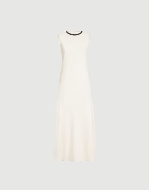 Dress with precious collar Ivory Woman - Brunello Cucinelli