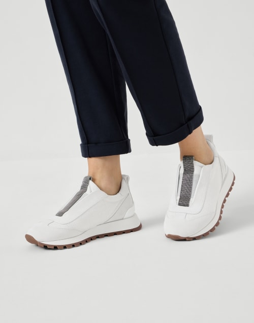 Canvas and suede runners White Woman - Brunello Cucinelli