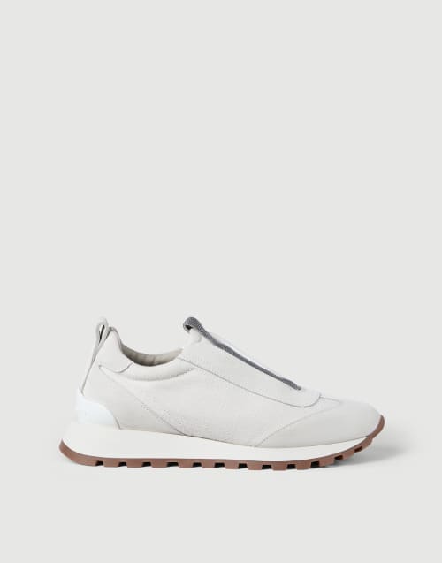 Canvas and suede runners White Woman - Brunello Cucinelli