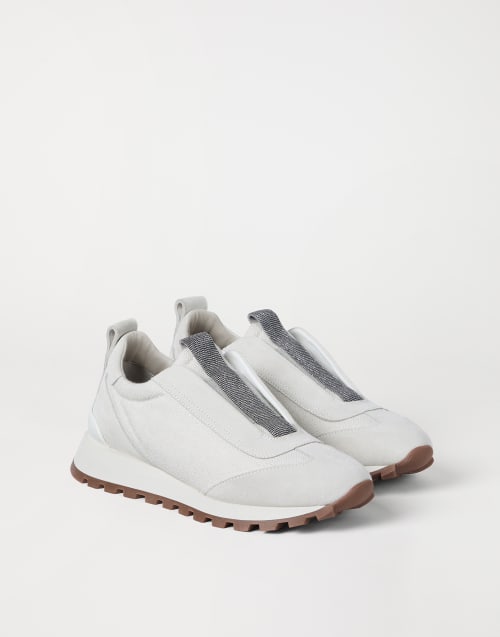 Canvas and suede runners White Woman - Brunello Cucinelli