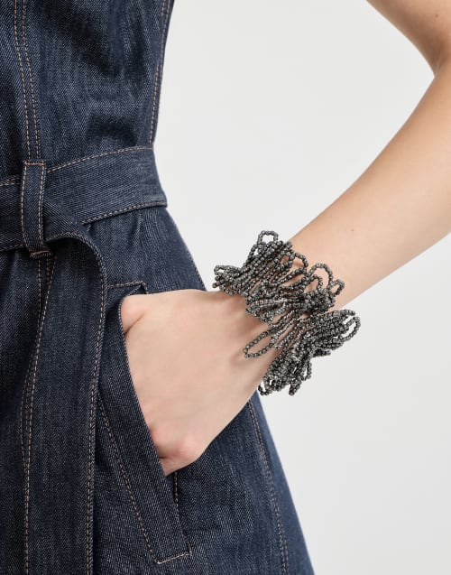 Hematite and Sterling Silver bracelet Lignite Grey Woman - Brunello Cucinelli