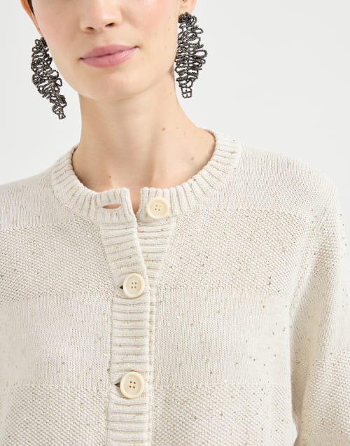 Кардиган Dazzling Stripes Овсяный Женщина - Brunello Cucinelli