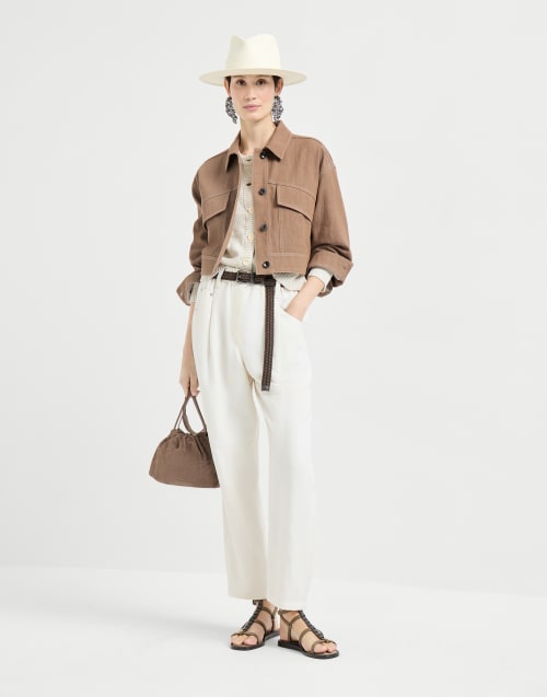 Кардиган Dazzling Stripes Овсяный Женщина - Brunello Cucinelli