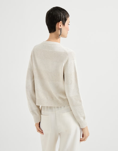 Кардиган Dazzling Stripes Овсяный Женщина - Brunello Cucinelli