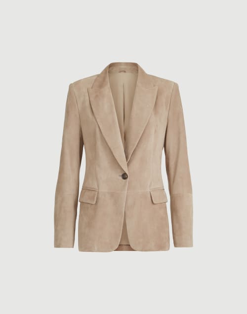 Suede blazer Light Brown Woman - Brunello Cucinelli