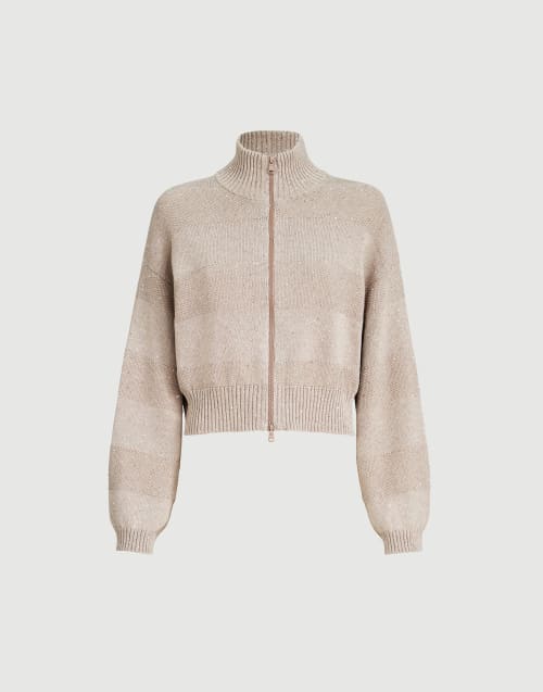 Кардиган Dazzling Stripes Песок пустыни Женщина - Brunello Cucinelli