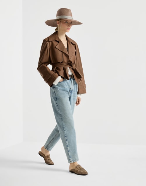 Pantalon Baggy Tapered Denim Clair Femme - Brunello Cucinelli