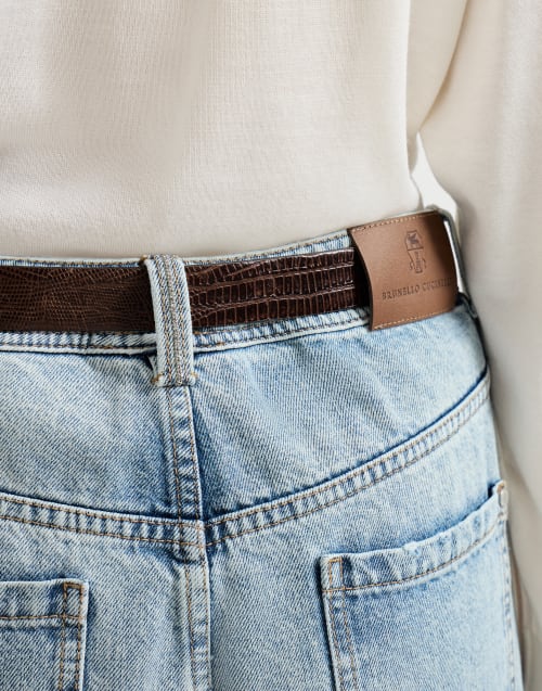 Pantalon Baggy Tapered Denim Clair Femme - Brunello Cucinelli