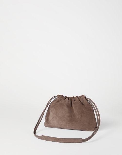 Sac BC Duo Pouch en daim Marron Femme - Brunello Cucinelli