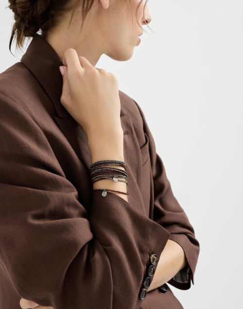 Hematite and Sterling Silver bracelet Red Woman - Brunello Cucinelli