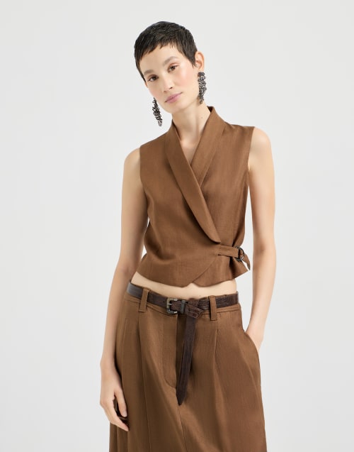 Linen diagonal vest Mou Woman - Brunello Cucinelli