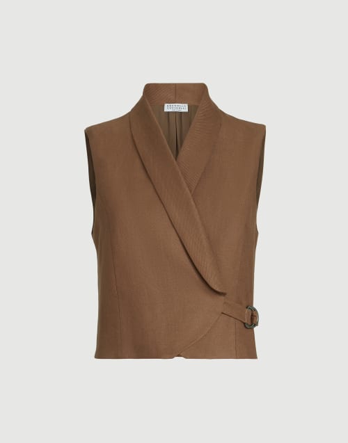 Linen diagonal vest Mou Woman - Brunello Cucinelli