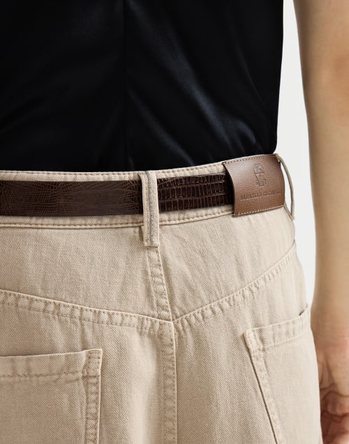 Jupe Five-Pocket Flared Beige Femme - Brunello Cucinelli