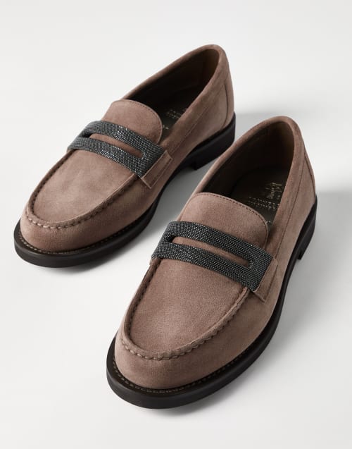 Penny Loafers de ante Marrón Mujer - Brunello Cucinelli