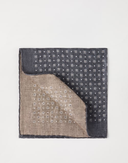 Pocket square with pattern Anthracite Man - Brunello Cucinelli