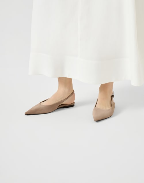 Suede slingback flats Brown Woman - Brunello Cucinelli