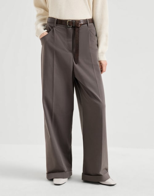 Pantalón Wide Track Marrón Mujer - Brunello Cucinelli