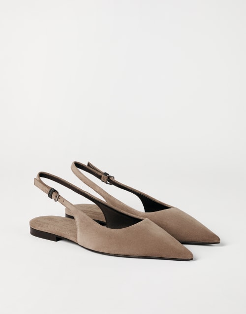 Suede slingback flats Brown Woman - Brunello Cucinelli