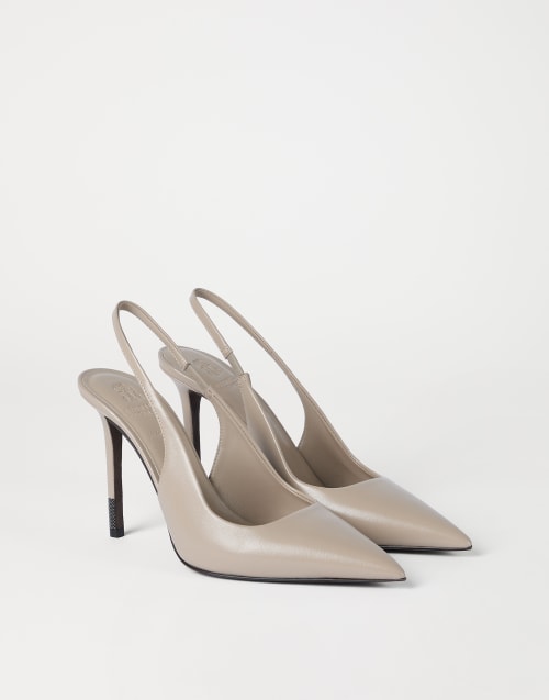 Slingback-Pumps aus Kalbsleder Grau Damen - Brunello Cucinelli